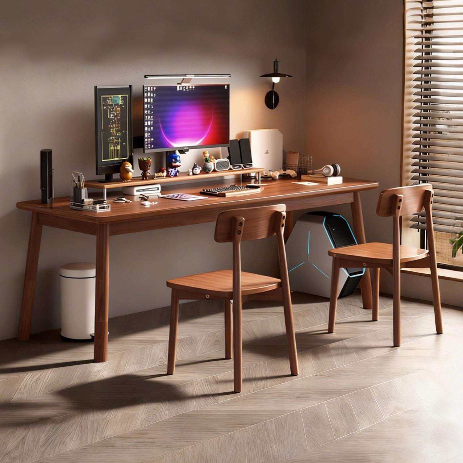 双人电脑桌家用卧室靠墙办公桌子工作台学生长条学习桌全实木书桌,农用物资,其他肥料,淘宝优惠券,粉丝福利购,淘宝优惠卷