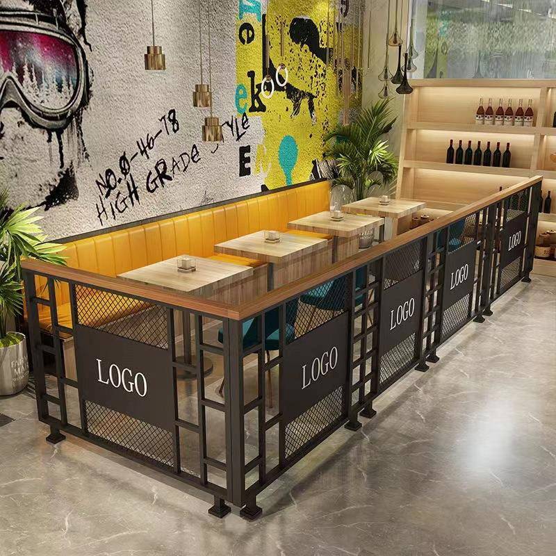 工业风花架扶手栅栏餐厅卡座酒吧屏风过道装饰简约铁艺矮隔断绿植
