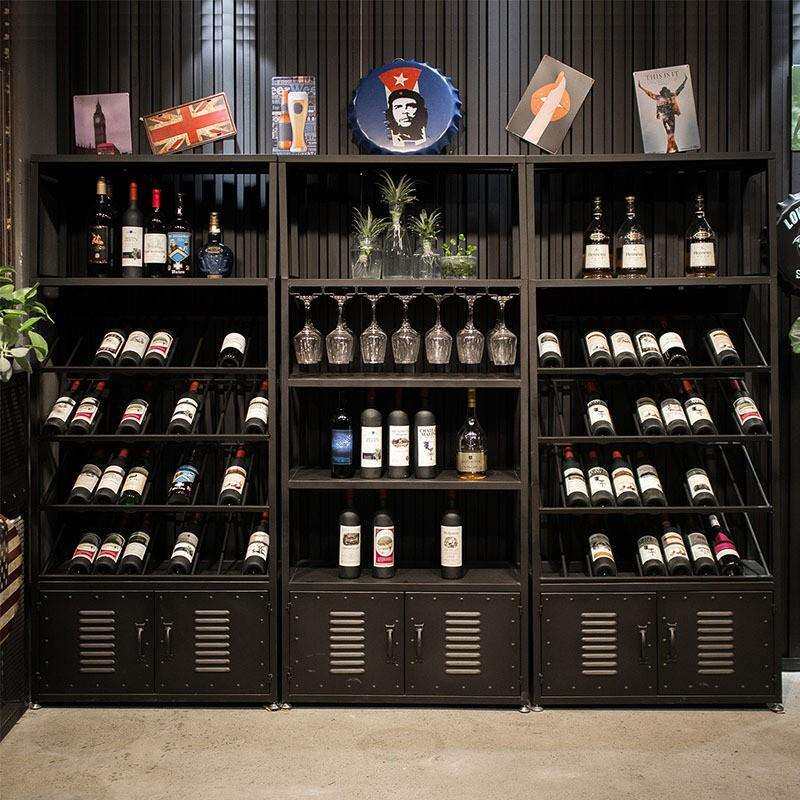 铁艺酒柜酒架红酒柜展示架落地储物柜酒收纳柜靠墙酒吧餐厅工业风