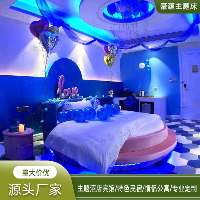 酒店主题客房榻米双人床多功能情侣智能床新款公寓电动情侣床厂家