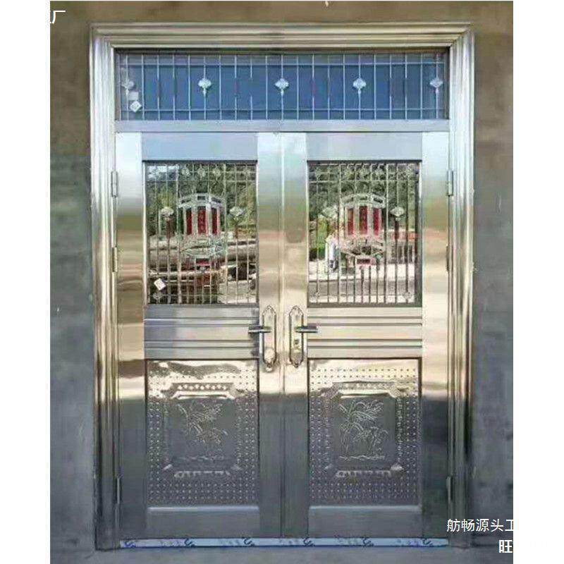不锈钢门大门304双开门玻璃门定作农村严选黑钛金