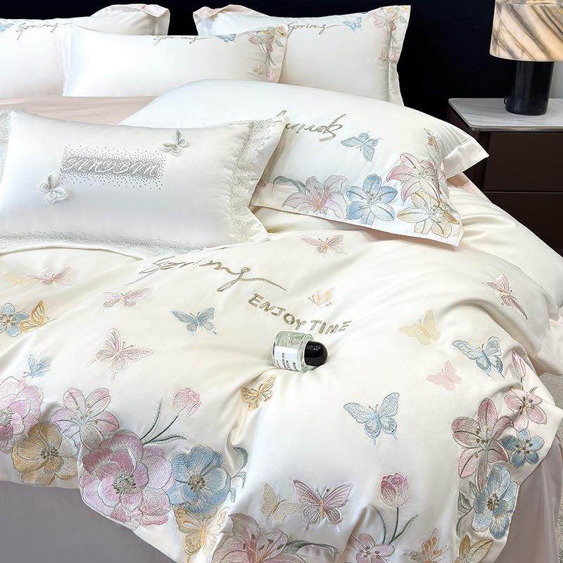 100支全棉贡缎长绒棉四件套纯棉蝴蝶绣花被套床单床笠活性印染,电子元器件市场,其它元器件,淘宝优惠券,粉丝福利购,淘宝优惠卷