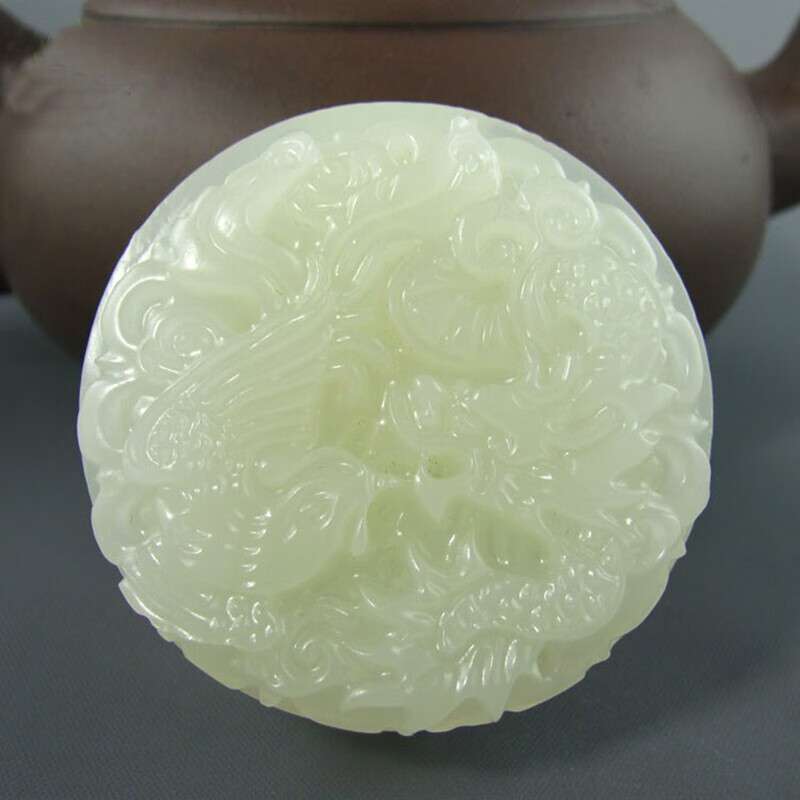 厂家 阿富汗玉龙凤呈祥腰带扣男款黄白玉龙飞凤舞玉腰牌腰佩