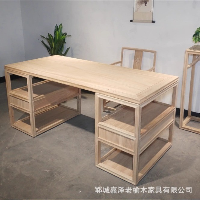 实木书桌办公桌写字台学习桌厂家批发新中式画案白坯白胚茬电脑桌