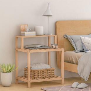 床头柜置物架木质排骨架家用落卧室租床头飘书架地窗收纳无品牌/