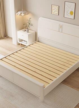 现代简约实木床用卧室双人床1.储8M奶油风主白色物床新款双家CCH人床