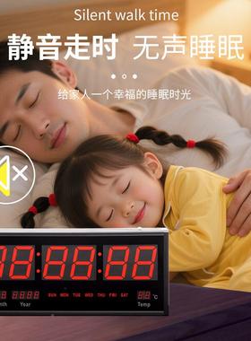 跨万年历电钟多功能英文高清LED挂6046英文大屏幕钟表子商境场带