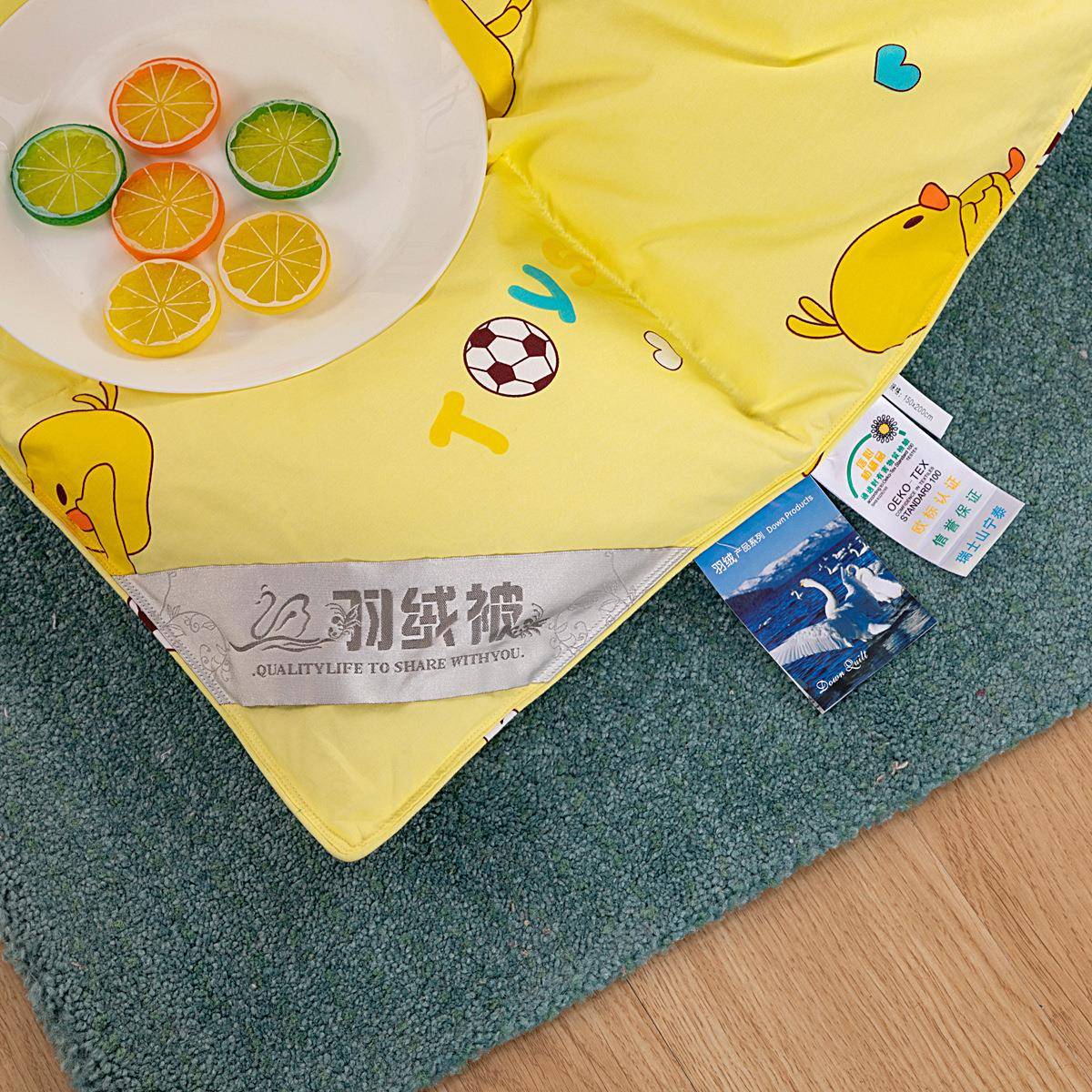 幼儿园被子儿双童卡绒通全棉印花层SCM防羽绒被壳