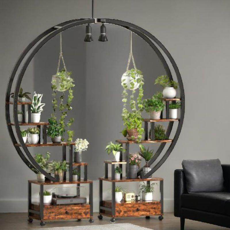 半圆形花架弧形架带阳台简ALC-128约花架子室灯内置花物架