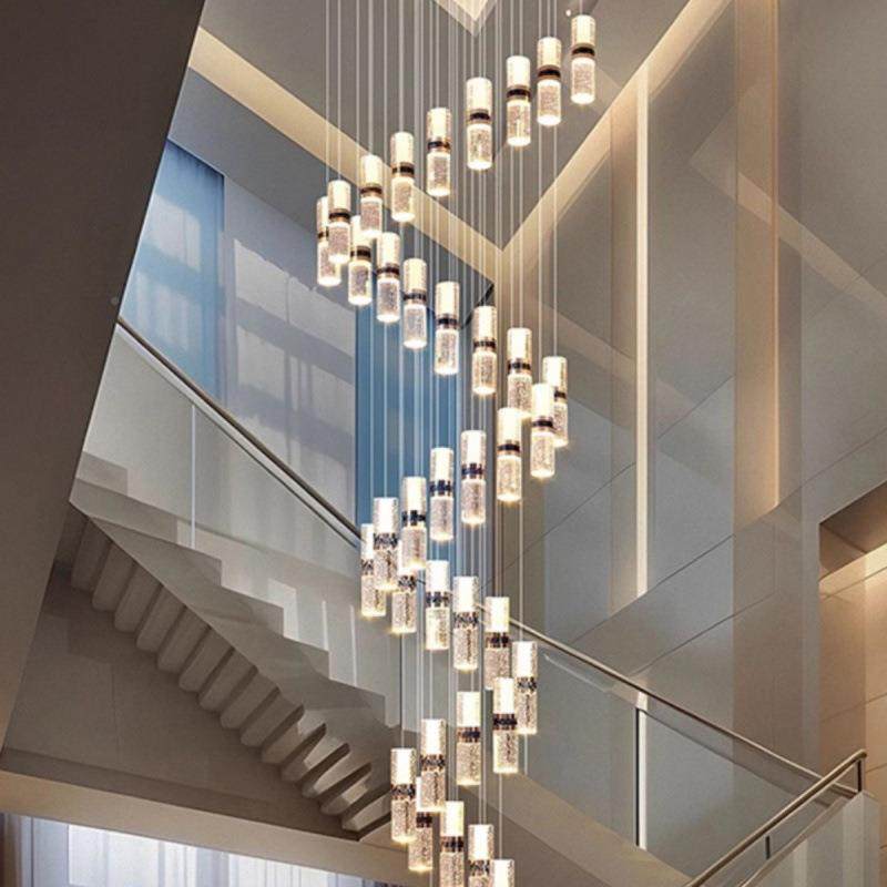 水晶竹节轻奢别墅式旋转410楼梯灯长灯水晶吊高挑空复楼中挑空客,家装灯饰光源,智能吊灯,淘宝优惠券,粉丝福利购,淘宝优惠卷