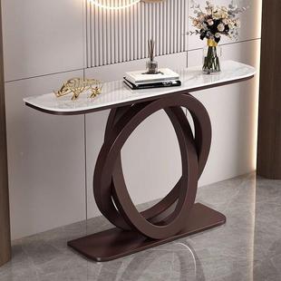 轻奢板岩关玄台现代简约靠墙玄关柜半圆意桌式 玄741关端景台款