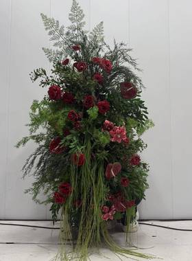 柱新款森门牛角拱门花婚庆F97HJS9S装饰芦系荀草花婚礼结婚订婚布