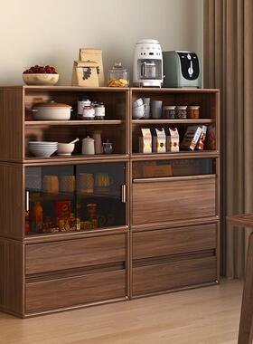 黑胡桃木实木飘柜LQE多功落地组合柜墙窗靠客厅卧室收纳储能物床