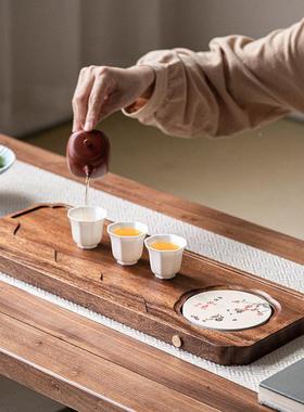 新款胡长木WSTP2401茶盘家用小型干泡台办档公室高实木桃茶台方形