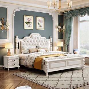 美式全实木1双人1.8床米主卧现婚代简约床欧SYH式.5米轻奢储物软