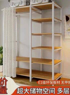 简易衣柜卧室家用衣SMX帽间架子角衣橱结用实耐开转属放式组装金