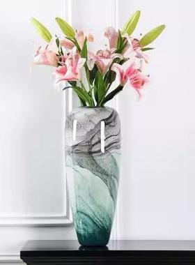 艺术客水墨画琉轻奢璃大花瓶摆件样板ali-7520间现代关餐桌装饰厅