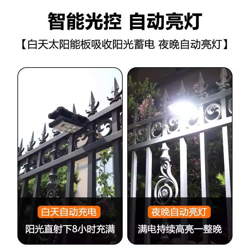 太阳能夹子灯户外壁灯自动感应灯庭院家用照明免打孔防水路灯