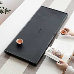 乌金石茶盘家用茶具托盘整块黑金石头茶台简约小号茶海大号石茶盘