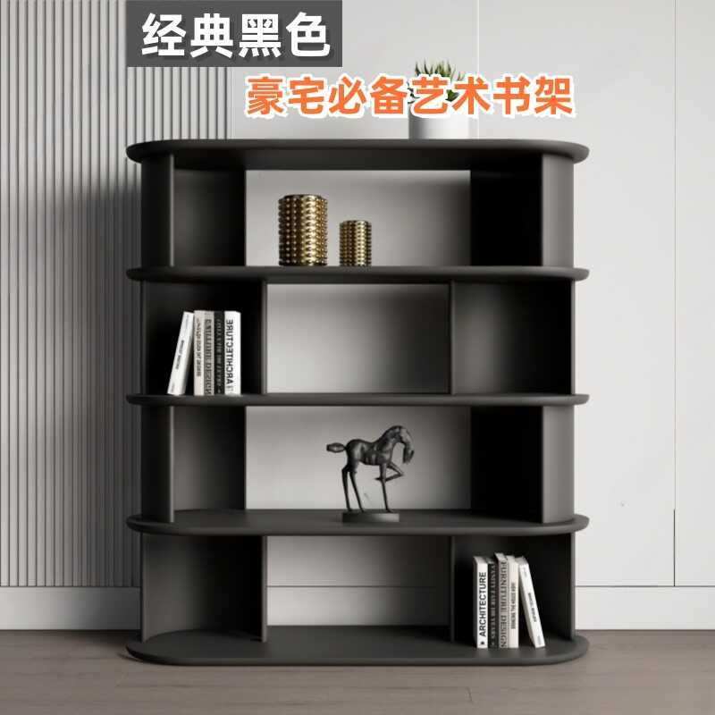 意式烤漆书架实木书柜现代简约落地置物架装饰架书房隔断柜整装