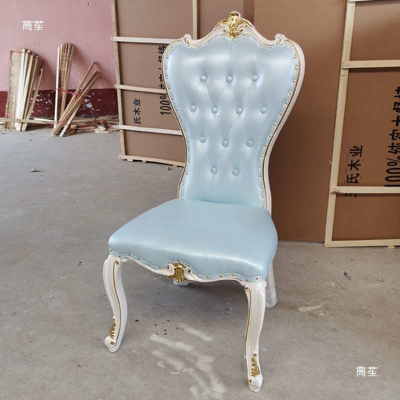 欧式餐椅现代简约实木酒店休闲白色美甲靠背凳子单人家用餐厅椅子