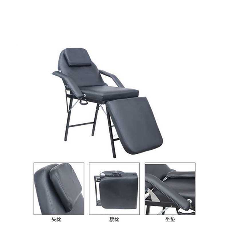 美式便携折叠按摩椅 可调节黑色海绵填充刮痧椅纹身床理疗轻便