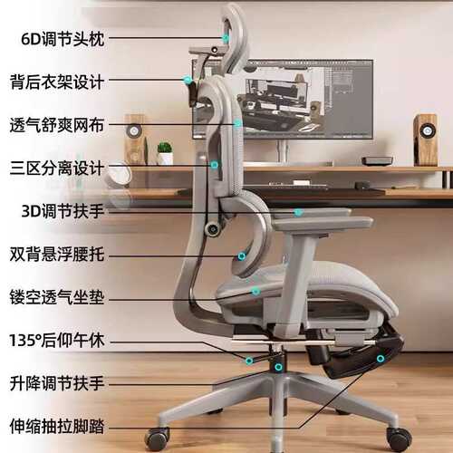 人体工学椅子护腰电脑椅家用舒适久坐电竞椅子男生可躺办公室座椅