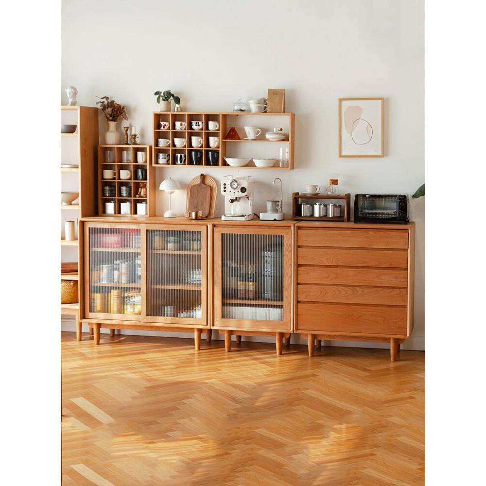 北欧实木餐边柜家用小户型玻璃收纳边柜茶水柜餐厅多功能储物柜,标准件/零部件/工业耗材,车间地垫,淘宝优惠券,粉丝福利购,淘宝优惠卷