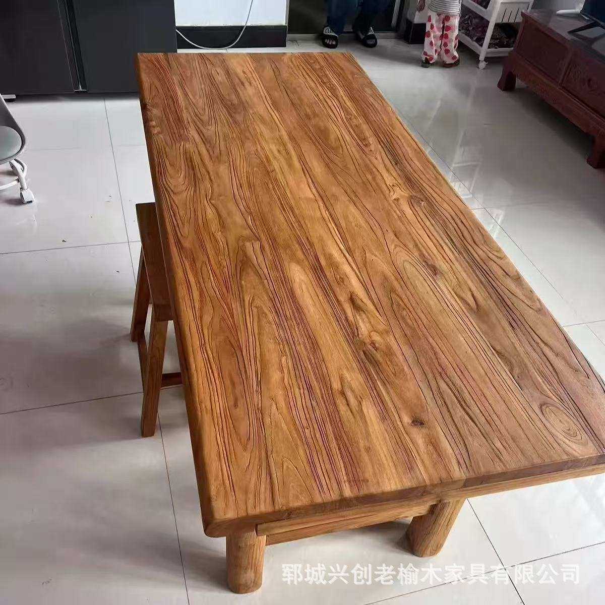 老榆木餐桌咖啡桌椅正方形实木餐桌复古八仙桌厂家 火锅桌