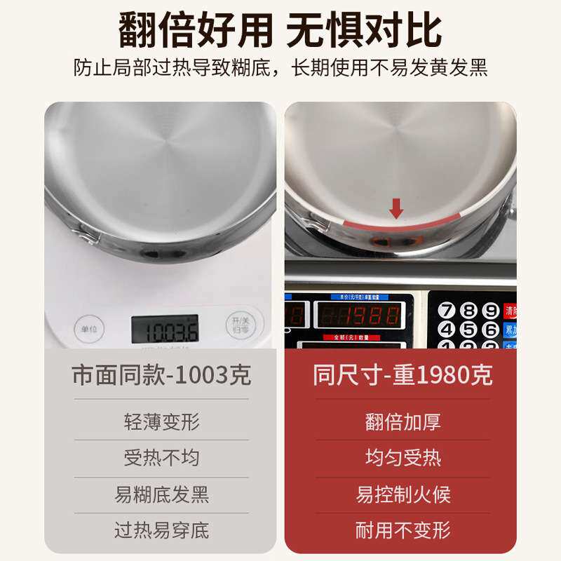新款加厚食品级316不锈钢汤锅无涂层大肚煮面电磁炉家用汤锅