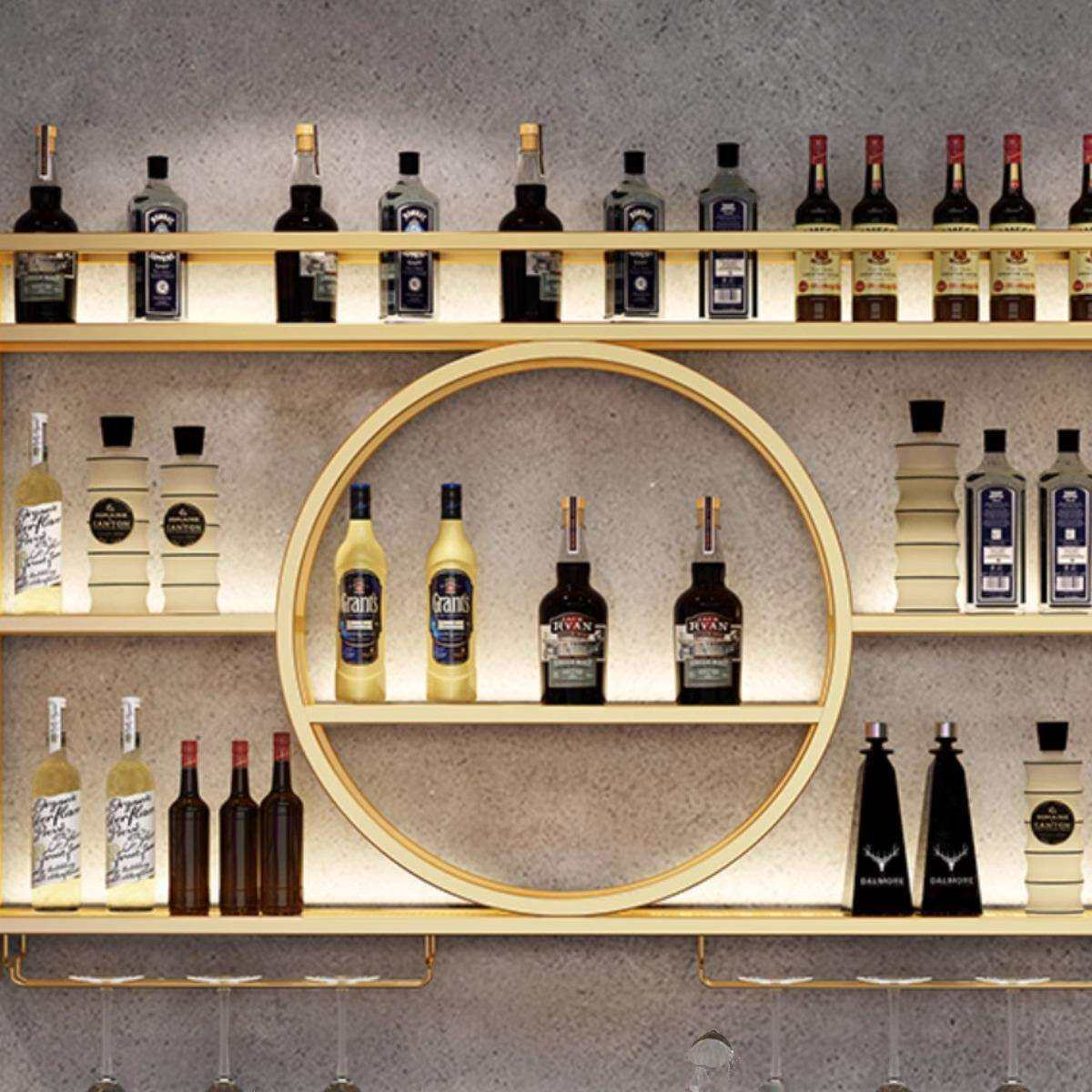 吧台酒架铁艺壁挂式酒柜置物架子红酒展示架客厅酒吧餐厅装饰挂墙