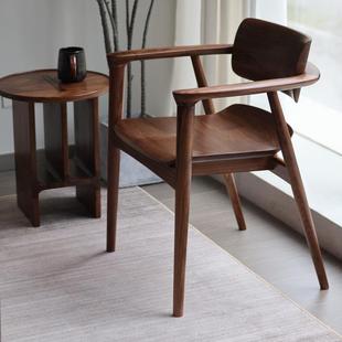 黑胡桃木餐椅家用2024新款实木客厅书桌凳子靠背现代简约川上椅子