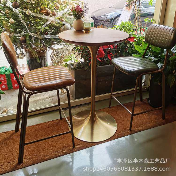 美式创意复古KTV酒吧椅工业风咖啡店高吧台椅子铁艺靠背休闲吧椅