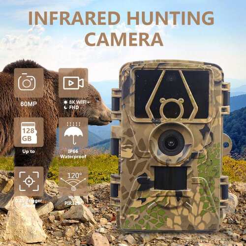 60Mp High Definition Ip66 Waterproof Hunting Trail Camera 8K
