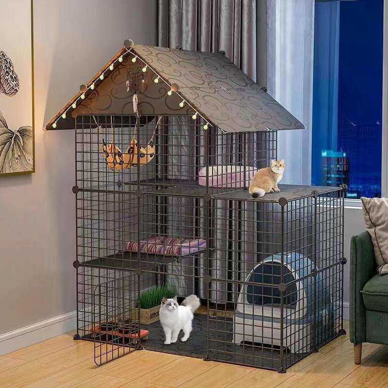 猫猫笼子豪华别墅带屋檐超大自由空间猫笼猫猫玩耍储物一体华