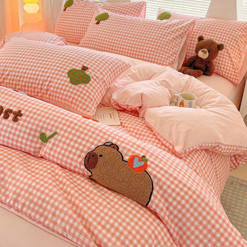 2025春新款水洗棉毛巾绣床单床笠款四件套宿舍床上三件套家用床品,电子元器件市场,其它元器件,淘宝优惠券,粉丝福利购,淘宝优惠卷