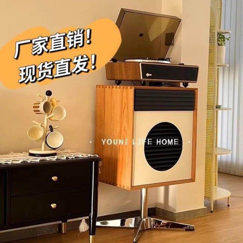 北欧床头柜实木小户型客厅斗柜沙发边柜中古卧室床边柜旋转储物柜