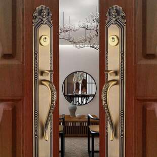 新中式双开门实木农村大门锁豪华别墅自建房欧式入户门防盗门把手