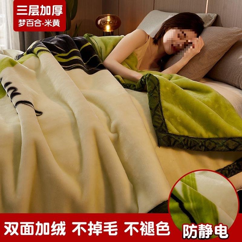 拉舍尔毛毯冬季加厚加绒午睡盖毯子床单人宿舍学生珊瑚法兰绒被子