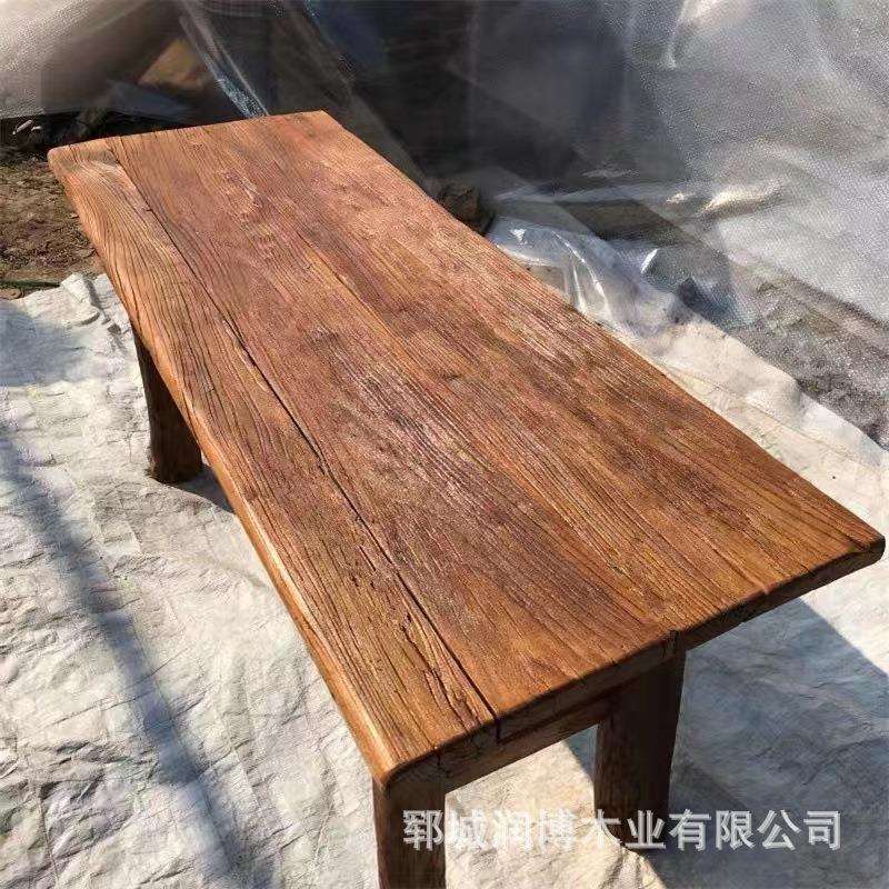 老榆木门板旧木头复古怀旧风化木板原木老门板茶桌茶台吧台板出售