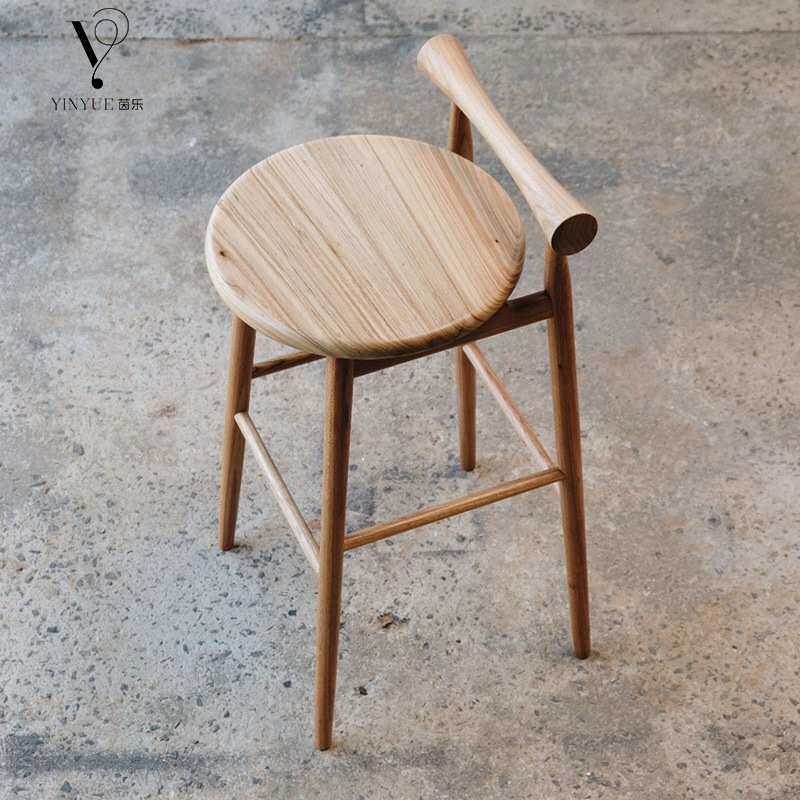 简约实木椅子酒店吧台椅创意个性家用高脚椅日式餐厅凳子