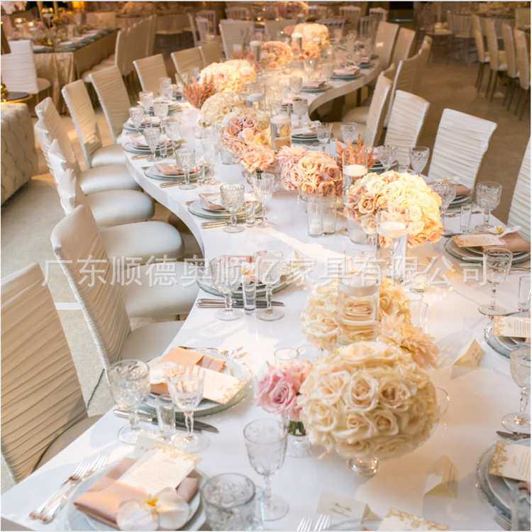 现代时尚不锈钢桌子 耐用婚礼宴会长方形桌