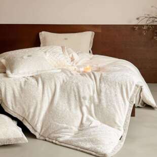 冬季高克重鎏金云锦绒四件套轻奢天鹅刺绣保暖防静电被套床上用品