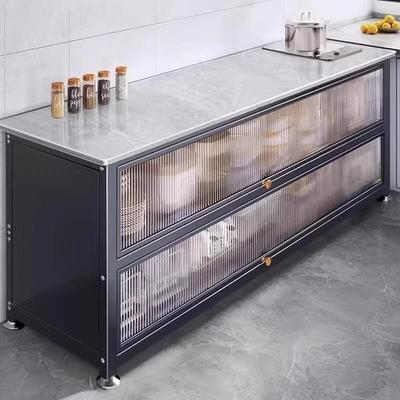 岩板厨房置物架落地多层台面多功能微波炉烤箱切菜餐边碗储物柜子