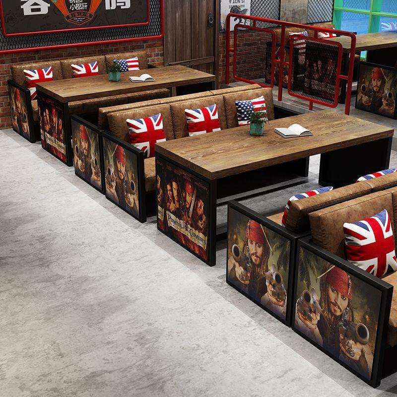 复古工业风酒吧清吧音乐吧酒馆烧烤奶茶店商用餐厅卡座沙发餐桌椅