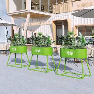 户外花箱围栏隔断圆弧铁艺花架组合花坛奶茶店咖啡厅外摆造型花槽