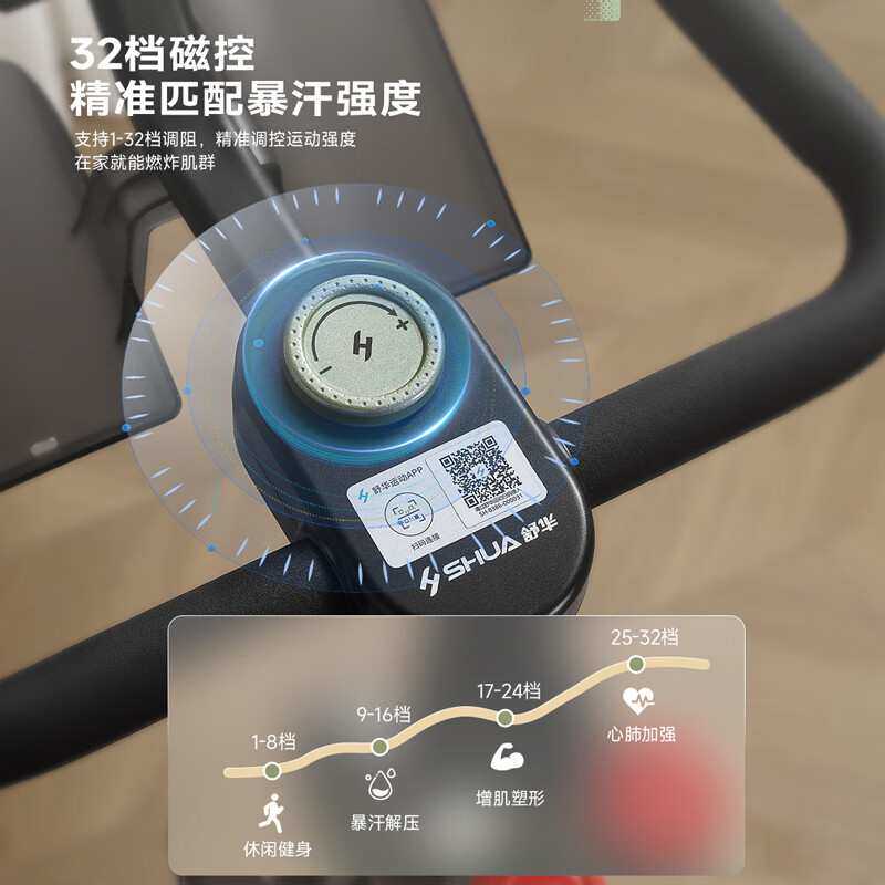 舒华动感单车家用健身自行车智能调阻室内脚踏车健身器材 SH-B386