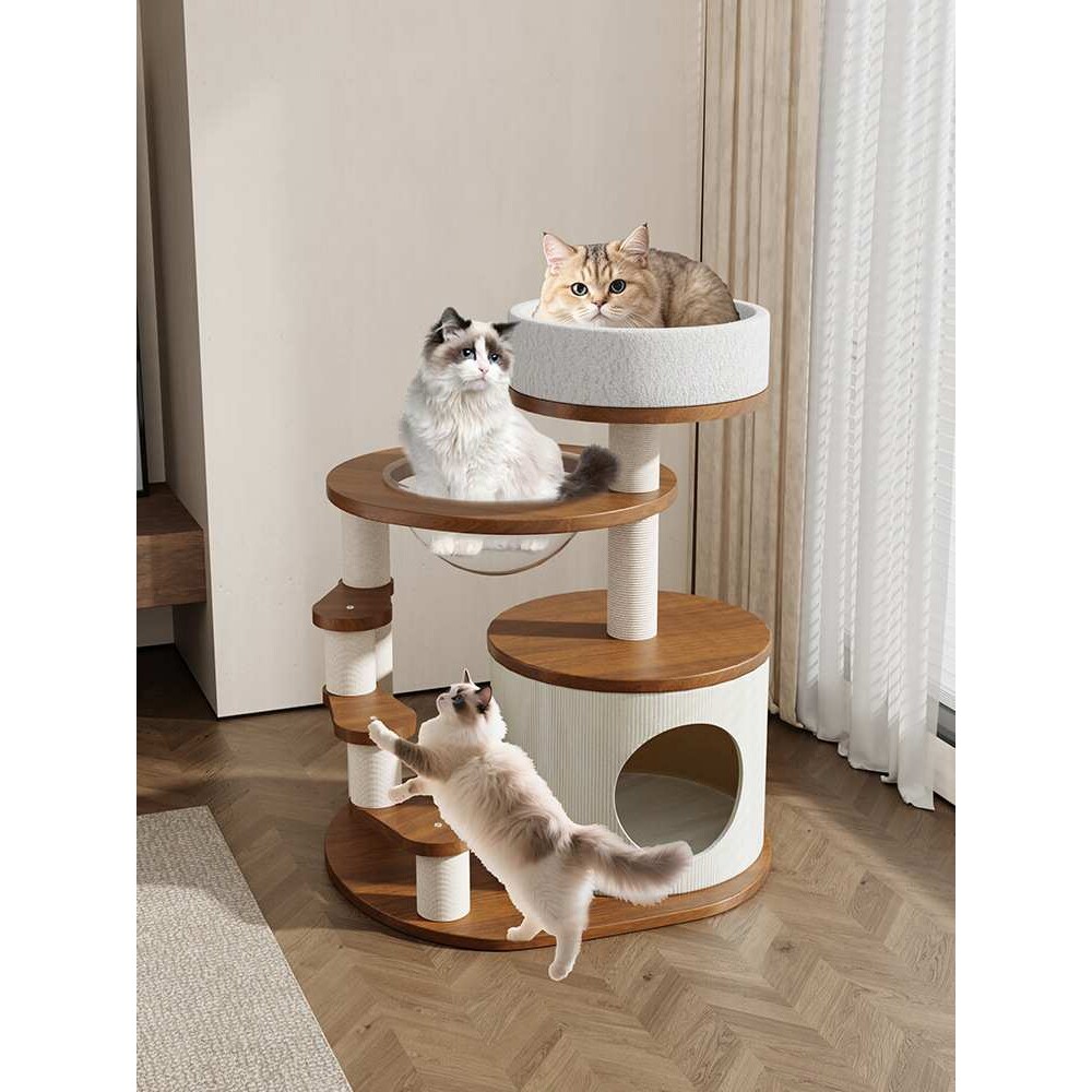 矮脚猫爬架猫窝猫桶一体幼猫短腿猫跳台家用小户型不占地多层实木