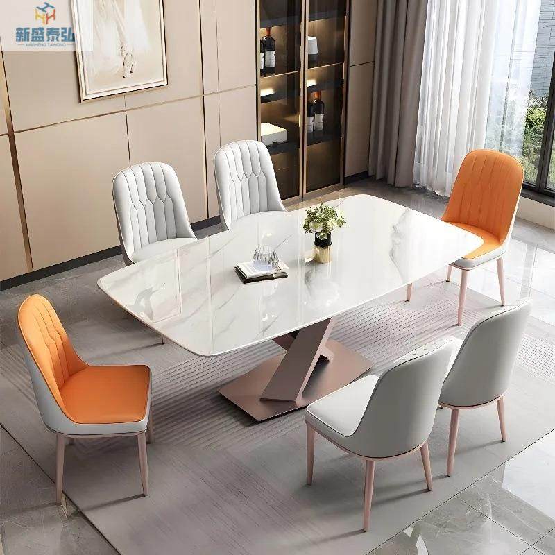 法式轻奢岩板餐桌椅组合极简现代简约餐桌高端家用长方形西餐桌,3C数码配件,USB灯,淘宝优惠券,粉丝福利购,淘宝优惠卷