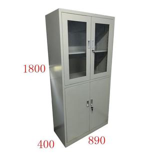 双节文件柜带锁资料柜凭证铁皮柜多门柜收纳财务档案上玻铁皮柜子